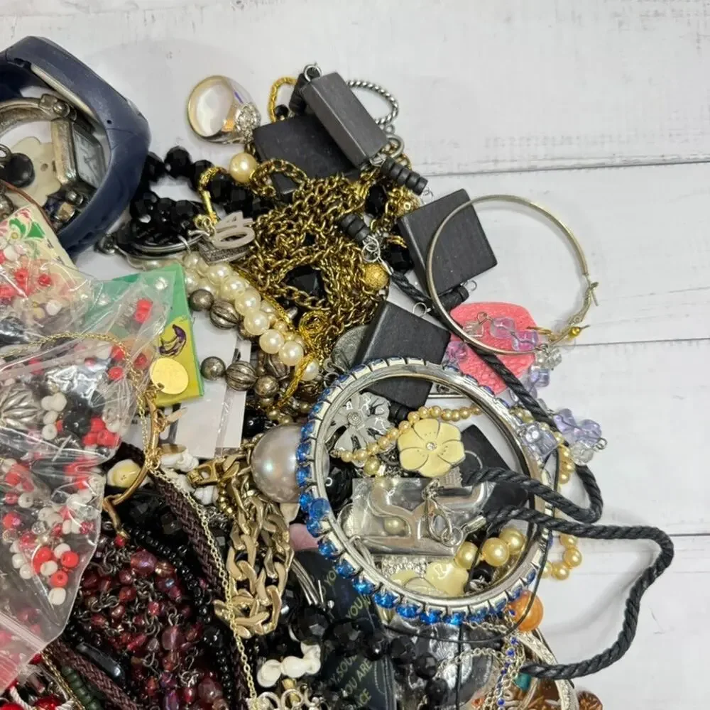 3.75lb CRAFT Jewelry Lot Mixed Vintage Modern Costume Harvesting Rework Crafters